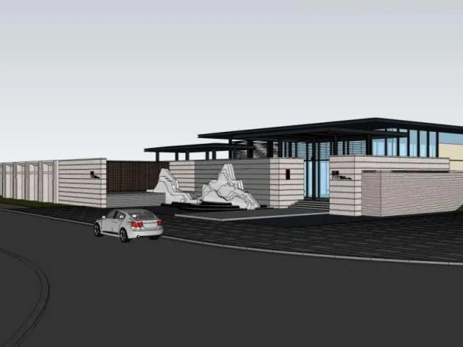 Sketchup Residential Model | Low rise Sales Office, Commercial Building, Modern Style