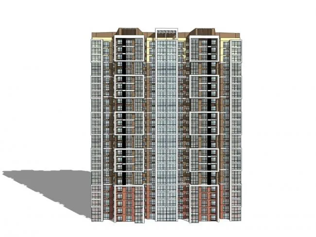 Modern 25-Story High-Rise Residential Building SketchUp Model
