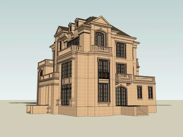 Sketchup Villa Model | Single Family Villa, Classical Style