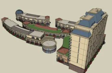 SketchUp Complex Model: Multi-Story High-Rise Office, Commercial, and Residential Buildings in Classical Style-BIM WORLD