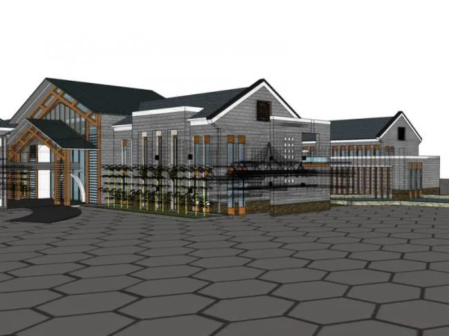 Sketchup Hotel Model | Low rise Hotel Architecture, Modern Chinese Style