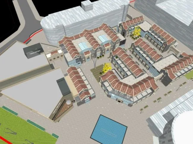 Sketchup Business Model | Multi story Commercial Street, Modern Style