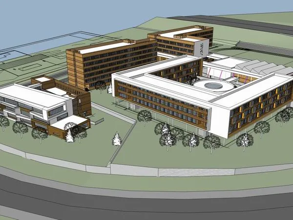 Sketchup School Model | Multi story High School, Campus Educational Architecture, Modern Style