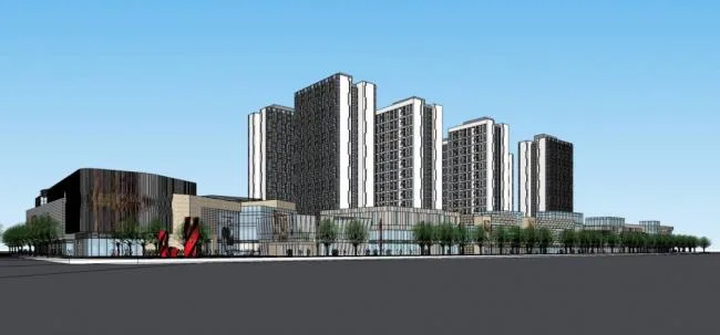 Sketchup Complex Model | Jiangjin Shuangfu Commercial Complex, High rise Office, Residential, Modern Style