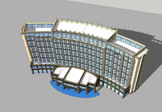 Sketchup Hotel Model | High rise Hotel, Neoclassical Style