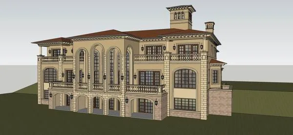 Sketchup Villa Model | Single Family Villa, Classical Style