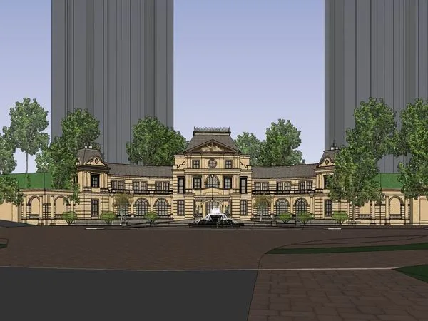 Sketchup Residential Model | Multi story Clubhouse, Residential, French Classical Style