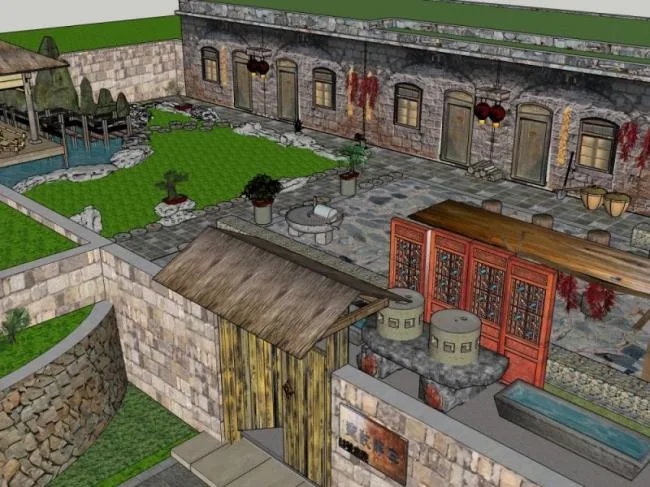 Sketchup Residential Model | Cave Kiln, Oriental Neoclassical