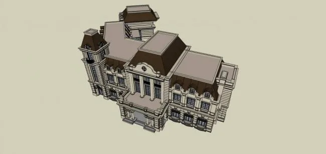 Sketchup Business Model | Multi story Business Club, French, Classical Style