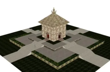 SketchUp Model: Classical Four-Gate Landscape Tower Design-BIM WORLD