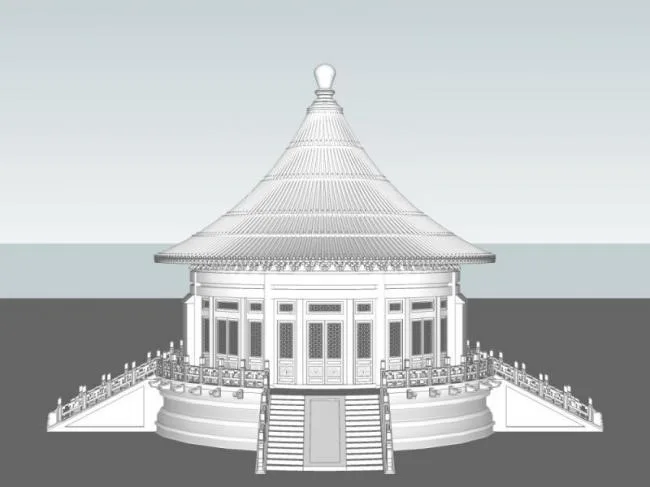 SketchUp Model of Ancient Chinese Architecture: Multi-Story Round Hall, Temple of Heaven, and Prayer Hall