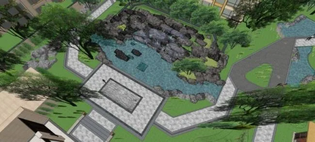 Sketchup Landscape Model | Community Landscape, Residential Landscape, Modern Style