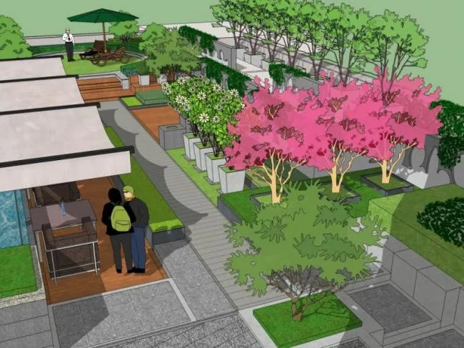 Modern Roof Garden Design in SketchUp Landscape Model