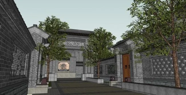 Sketchup Residential Model | Residential Courtyard, Chinese Style, Residential Architecture