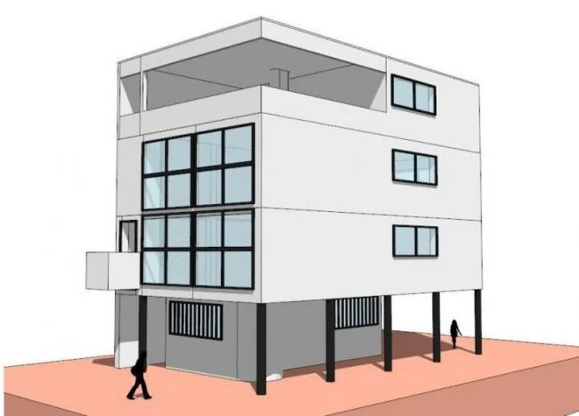 Sketchup Residential Model | Multi story Residence, Corbusier, Modern Style