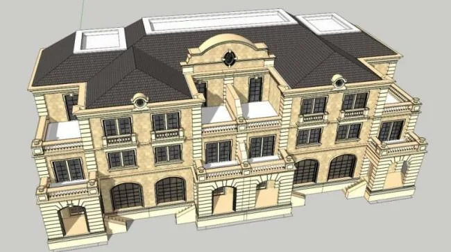 Sketchup Villa Model | Twin Villa, Classical Style