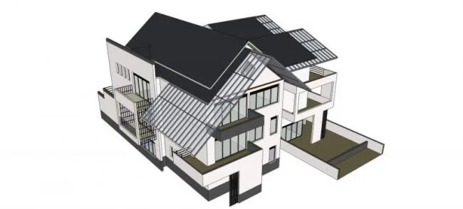 Sketchup Villa Model | Stacked Villa, Modern Chinese Style