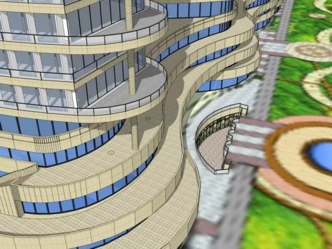 Sketchup Complex Model | Multi story Commercial Complex, Residential, Modern Style
