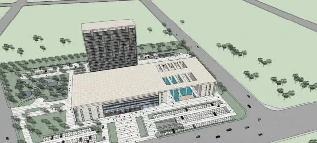 Sketchup Hospital Model | Danyang Traditional Chinese Medicine Hospital, High rise, Modern Style, Medical Building