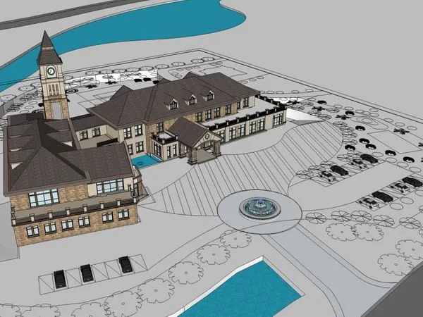 Sketchup Business Model | Multi story Commercial Club, Classical Style