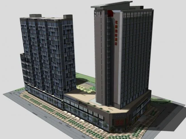 Sketchup Hotel Model | High rise Hotel, Modern Style