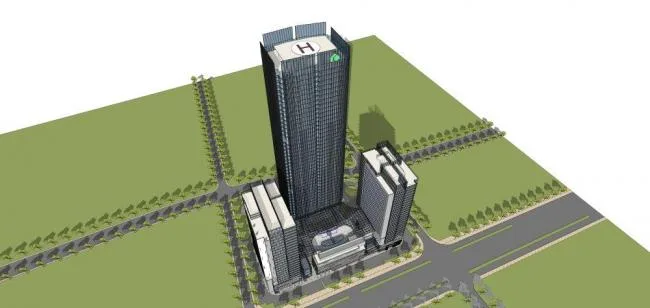 Sketchup Office Model | Super high-rise office building, modern style, commercial podium