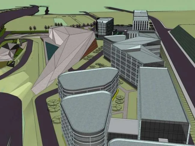 Sketchup Business Model | Multi story Stone City, Commercial, Modern Style