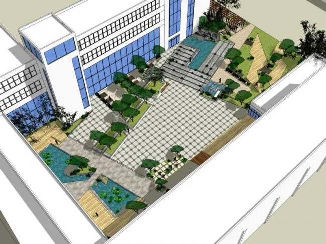 Sketchup Landscape Model | Office Landscape, Modern Style