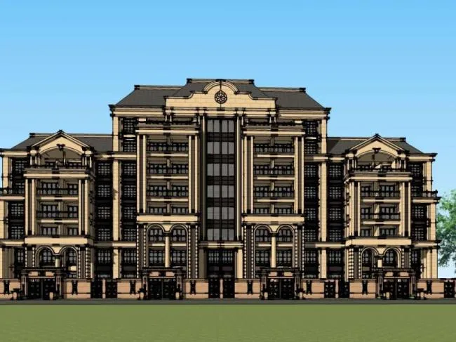 Sketchup Residential Model | High rise residential building, European classical style