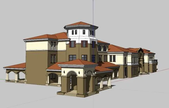 Sketchup Residential Model | Multi story Sales Center, Residential, Classical Style