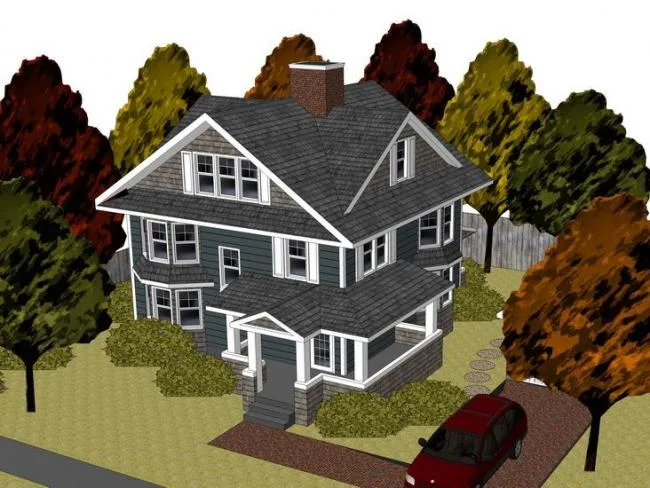 Sketchup Villa Model | American Villa, North American, European Villa