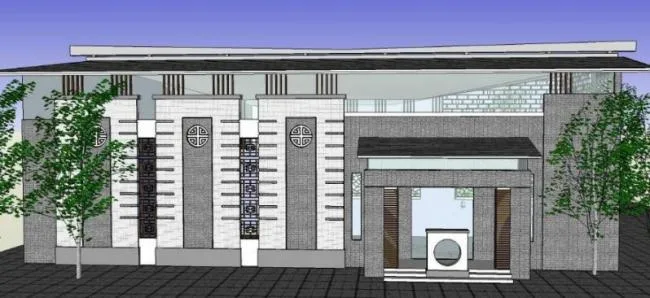 Sketchup Business Model | Low rise Restaurant, Modern Chinese Style