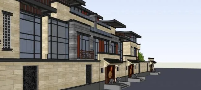 Sketchup Villa Model | Multi story townhouse, residential building, Chinese style
