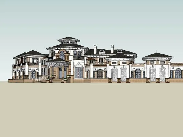Sketchup Business Model | Multi-story Commercial Club, European Classical Style
