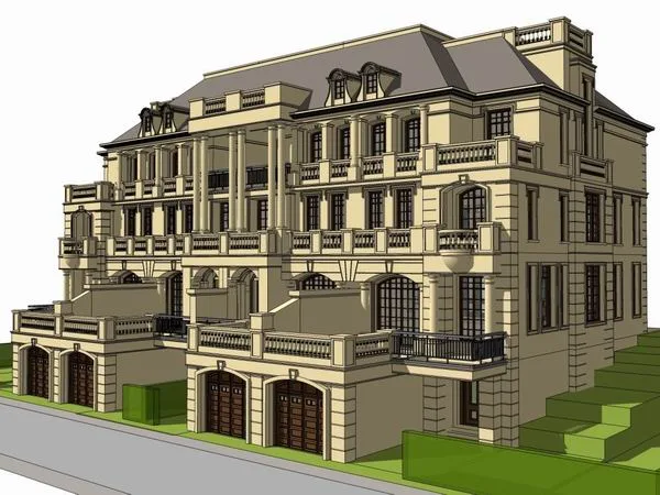 Sketchup Villa Model | Row Villa, French Classical Style
