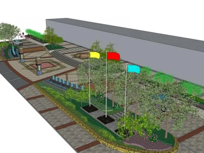 Sketchup Landscape Model | Commercial Landscape, Road Landscape, Modern Style