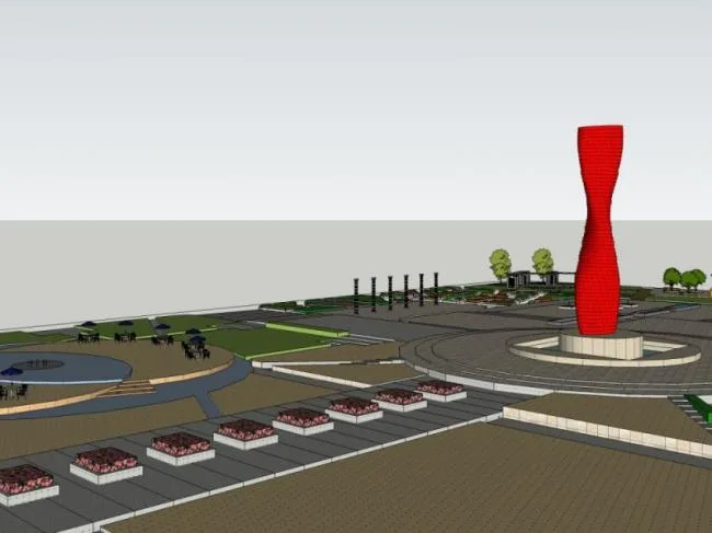 Sketchup Landscape Model | Square Landscape, Modern Style