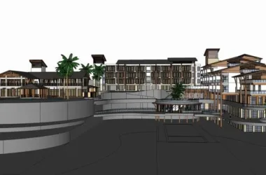 SketchUp Multi-Story Resort Hotel Model in Modern Classical Style-BIM WORLD