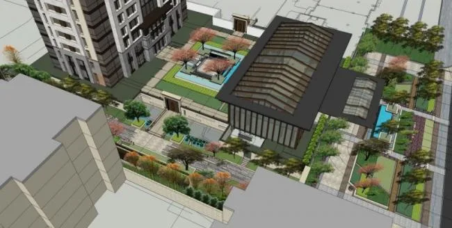 Sketchup Landscape Model | Residential Landscape, Modern Chinese Style