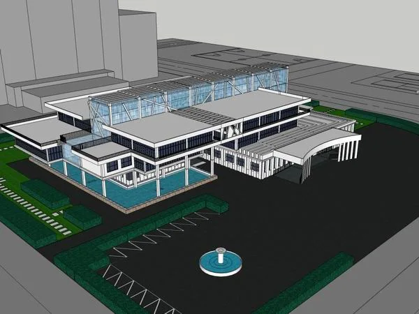 Sketchup Cultural Model | Multi story Library, Cultural Architecture, Modern Style