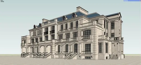 Sketchup Villa Model | Six Row Villa, Classical Style