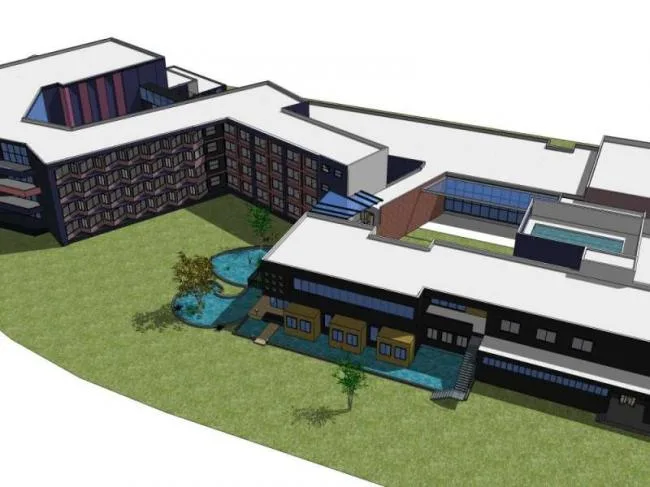 Modern Multi-Story Hotel Model in SketchUp-BIM WORLD