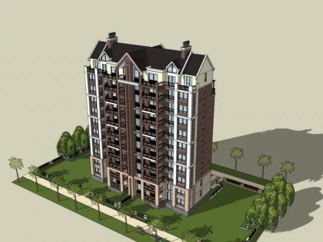 Sketchup Residential Model | High rise residential buildings, residential buildings, classical style