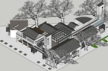Modern Chinese-Style Tourism Service Center Office Model in SketchUp-BIM WORLD