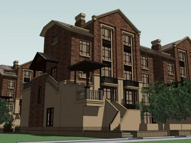 Sketchup Residential Model | Multi story Row House, Classical Style