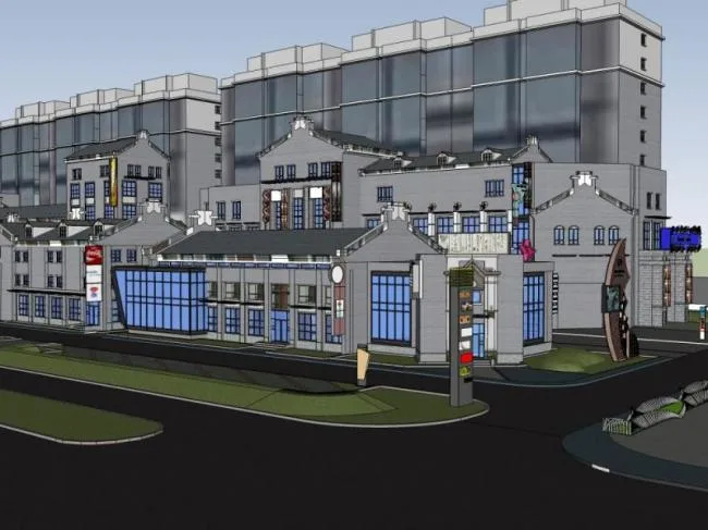 Sketchup Business Model | Multi story Commercial Street, Modern Chinese Style
