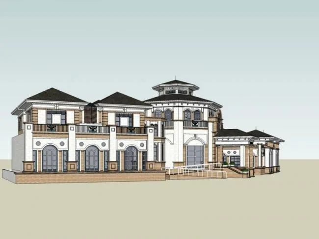 Sketchup Business Model | Multi story Clubhouse, Classical Style