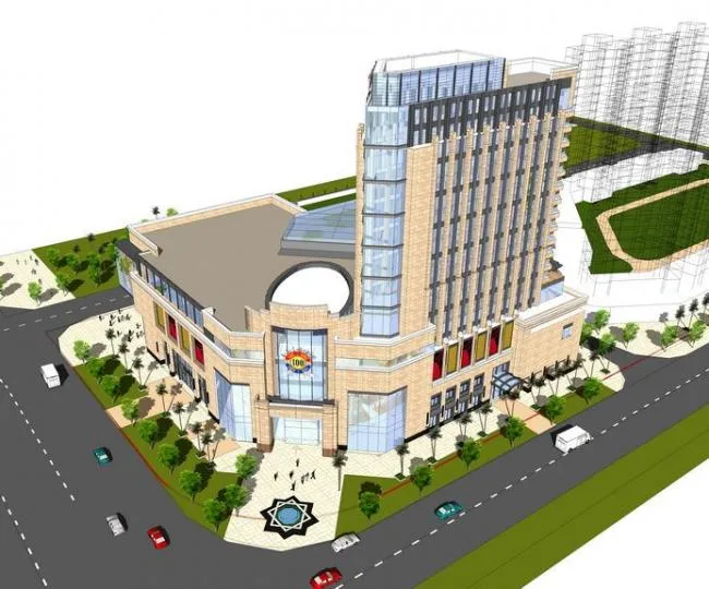 Sketchup Office Model | High rise office building, ground floor commercial, neoclassical style