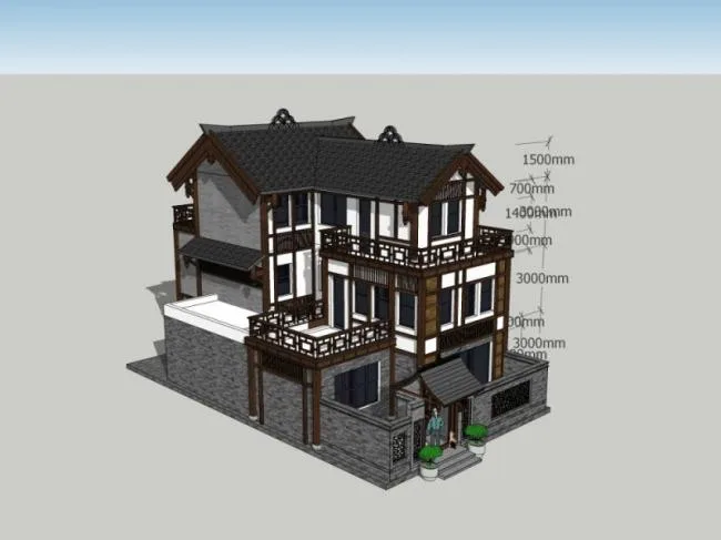 Sketchup Residential Model | Multi story Residential Buildings, Ancient Architecture, Chinese Style