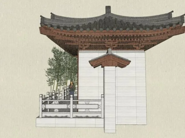 Sketchup Sketch Model | Mountain Gate, Antique Architecture, Chinese Style, Sketch